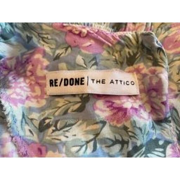 RE/DONE The Attico 80's Cottage Floral Shoulder Pads Mini Dress Covered Button S - Picture 11 of 11